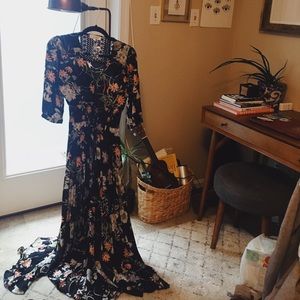 Black floral printed Maxi
